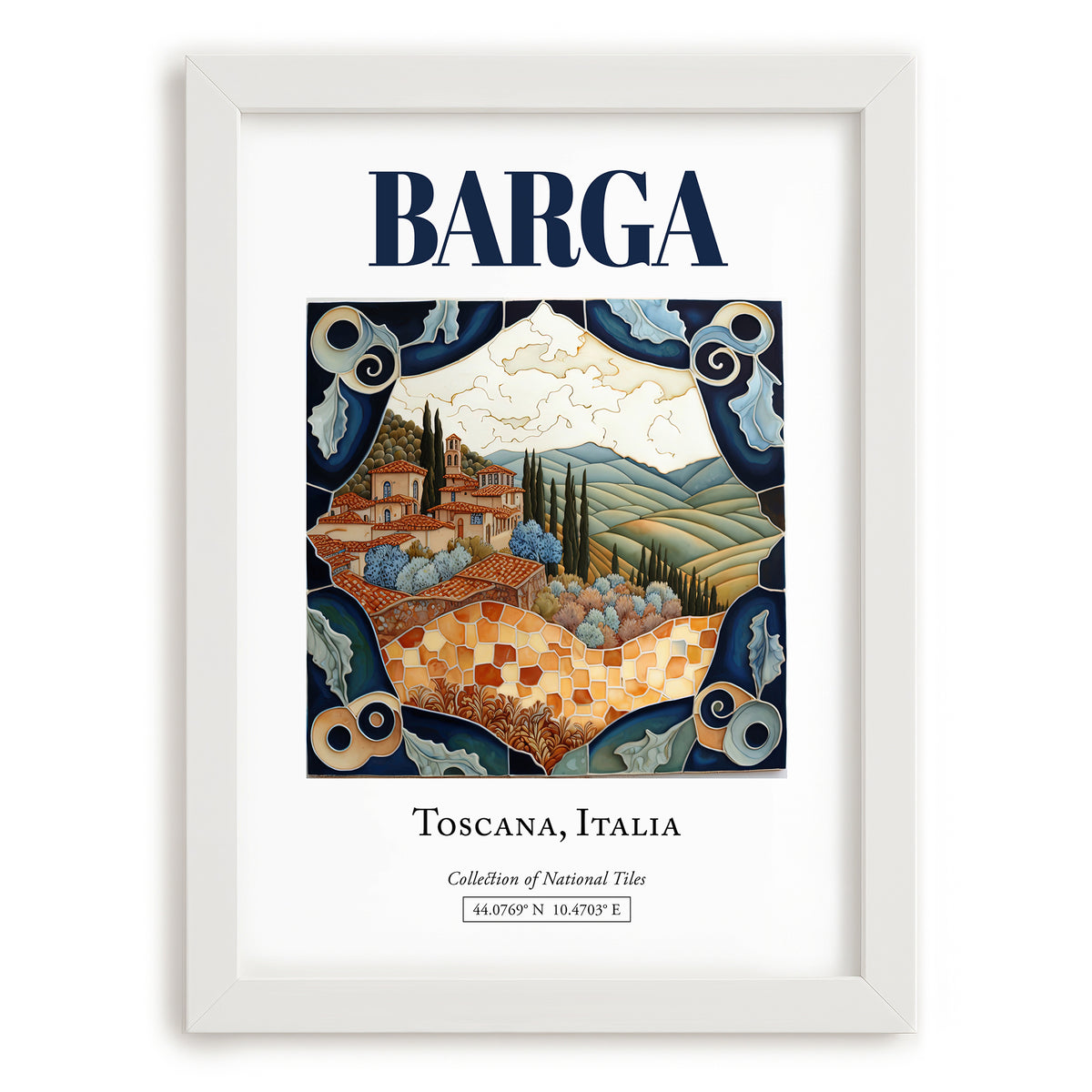 Barga, Italy – Travel Wall Art, placed in minimal white frame