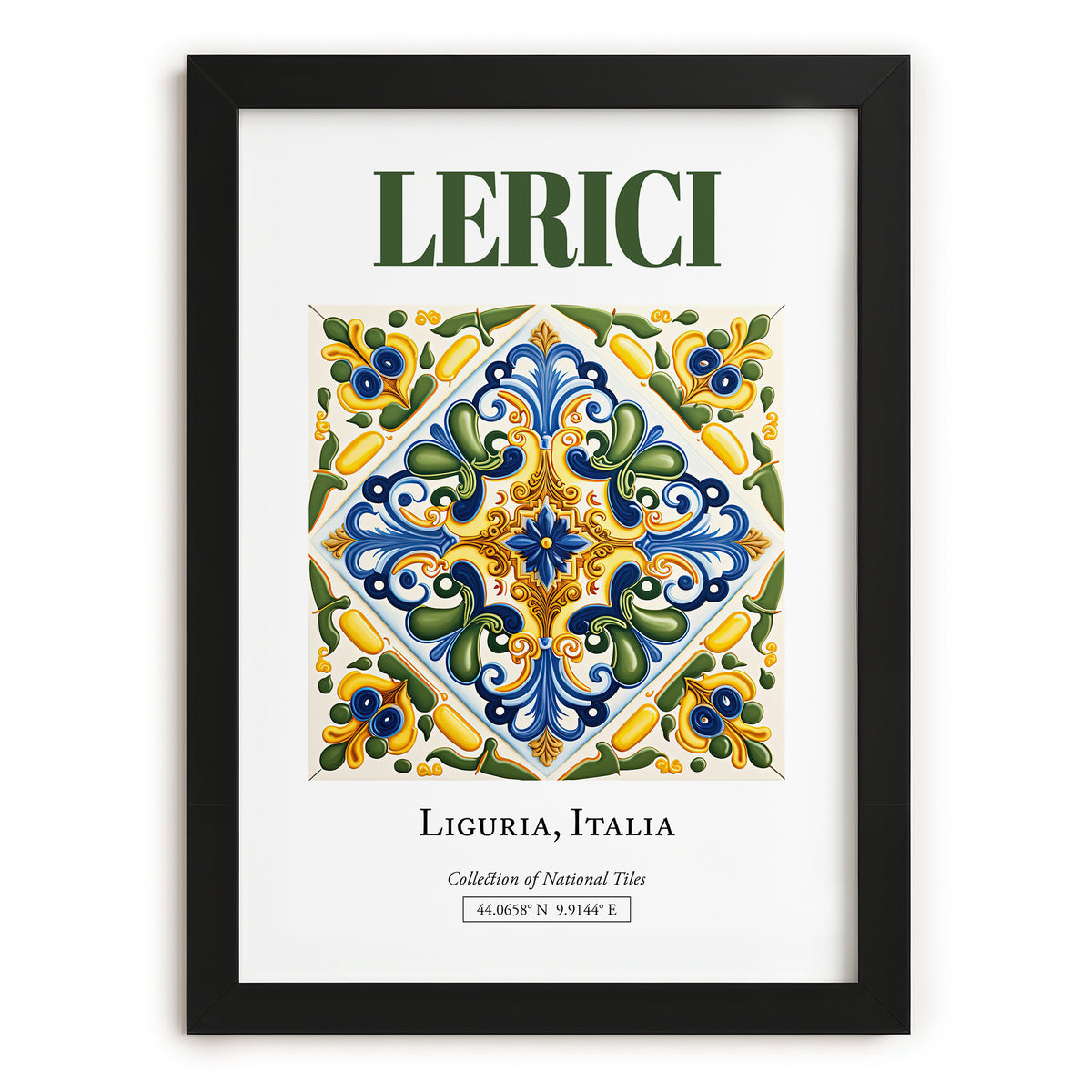 Lerici, Italy – Vintage Travel Poster, in sleek black frame
