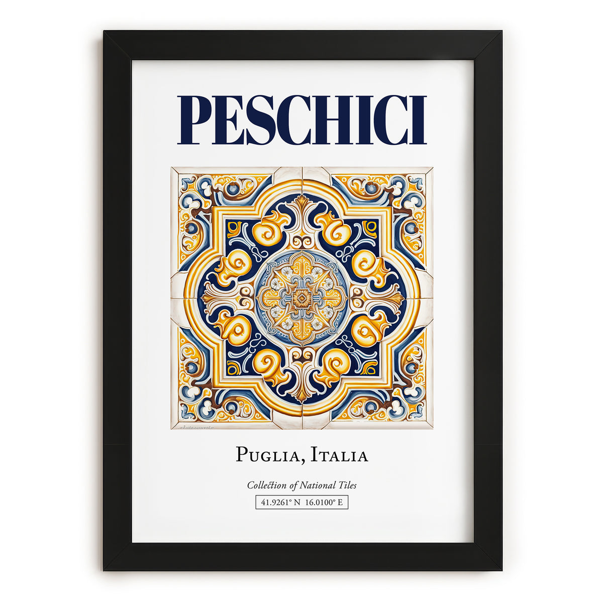 Peschici, Italy – Minimalist Travel Print, in sleek black frame