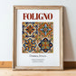 Foligno, Italy – Vintage Travel Poster, in wooden frame leaning on the floor