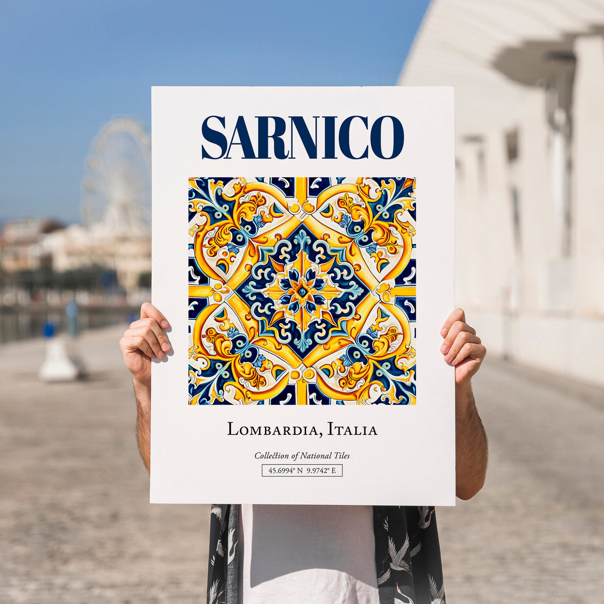 Sarnico, Italy – Travel Poster, no-text version framed in wood