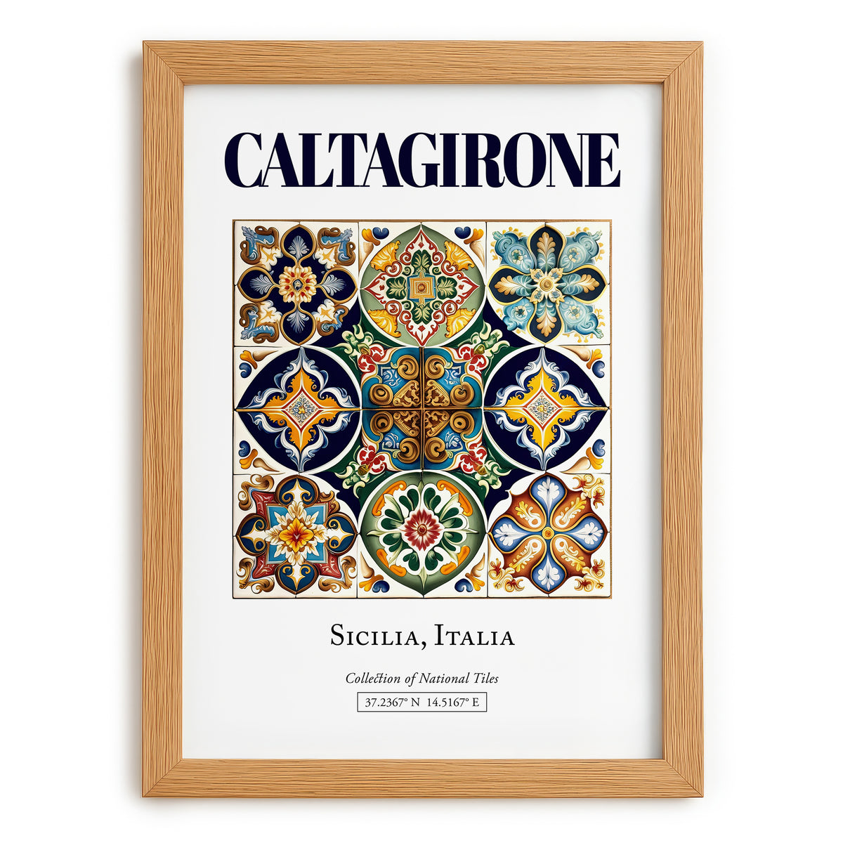 Caltagirone, Italy – Travel Wall Decor, set in oak frame