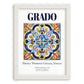 Grado, Italy – Travel Poster, placed in minimal white frame