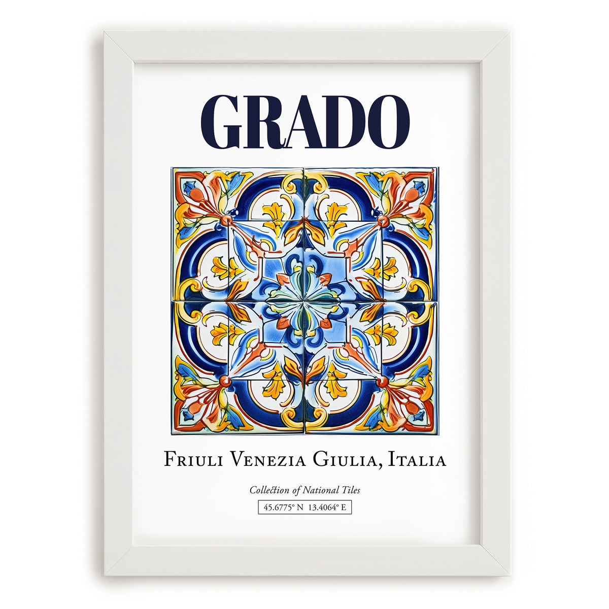 Grado, Italy – Travel Poster, placed in minimal white frame