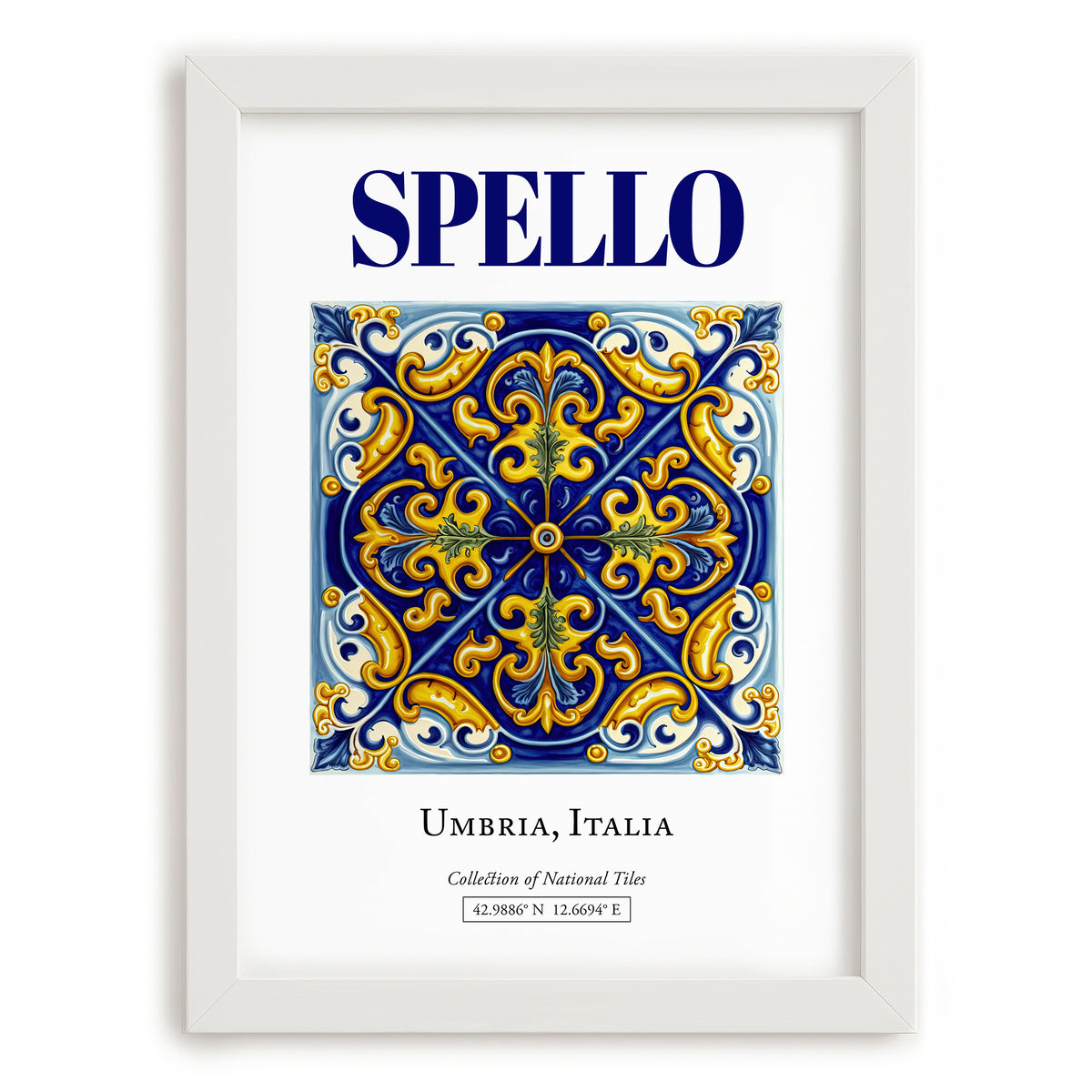 Spello, Italy – Country Culture Poster, placed in minimal white frame