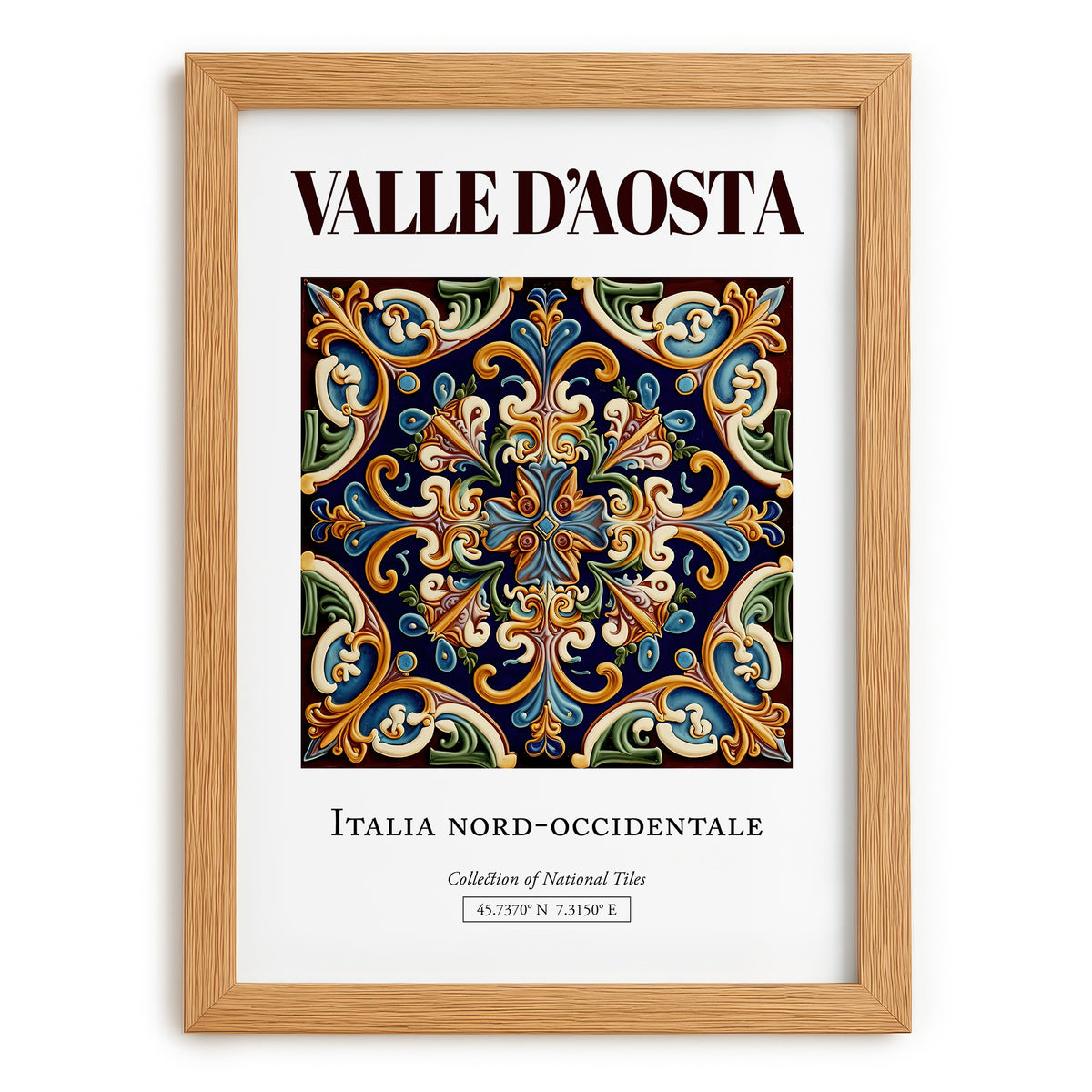 Valle d'Aosta, Italy – Travel Poster, set in oak frame