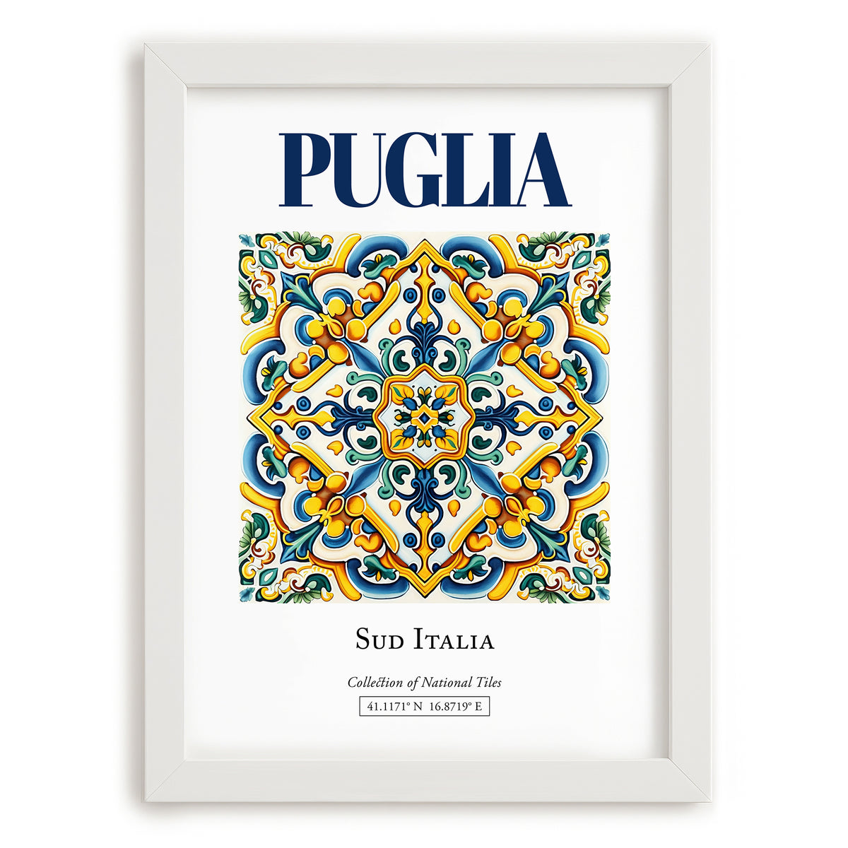 Puglia (Apulia), Italy – Travel Poster, placed in minimal white frame