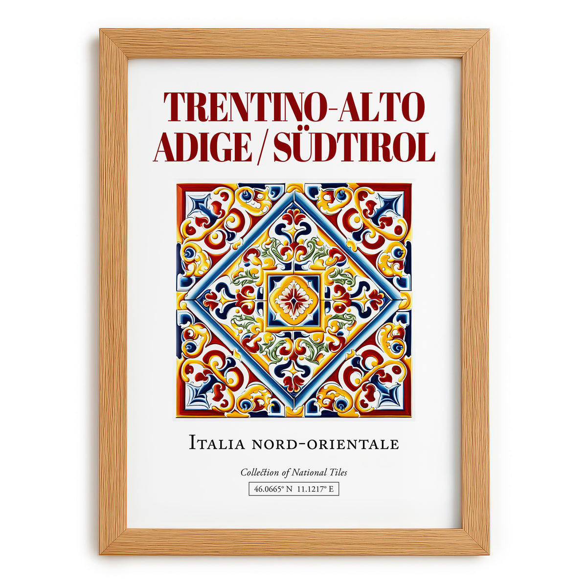 Trentino-Alto Adige/Südtirol, Italy – Travel Print, set in oak frame
