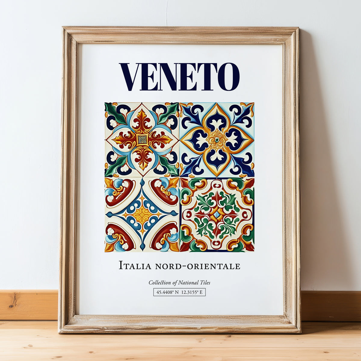 Veneto, Italy – Travel Poster, in wooden frame leaning on the floor