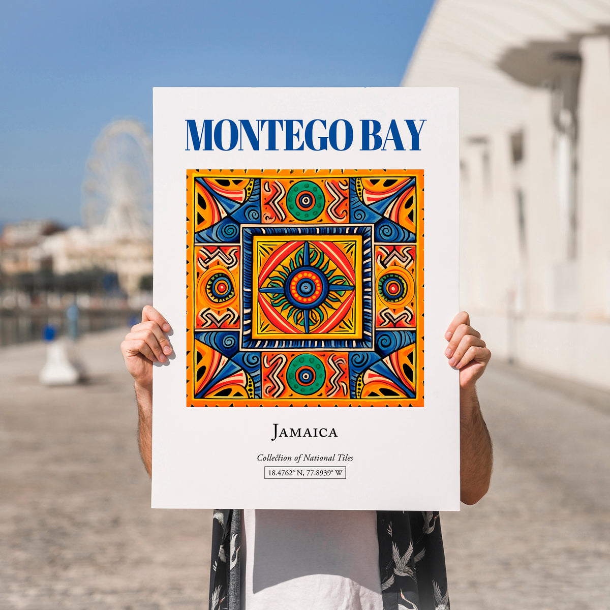 Montego Bay, Jamaica – Travel Wall Art, no-text version framed in wood