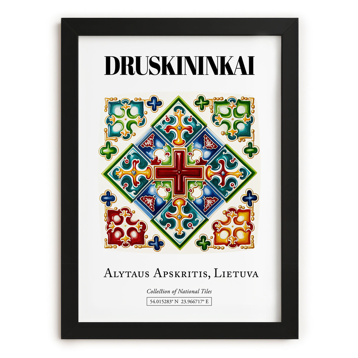 Druskininkai, Lithuania – Cultural Heritage Wall Art, in sleek black frame