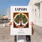 Latvija, Latvia – Wanderlust-Inspired Poster, no-text version framed in wood