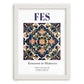 Fes, Morocco – Travel Poster, placed in minimal white frame