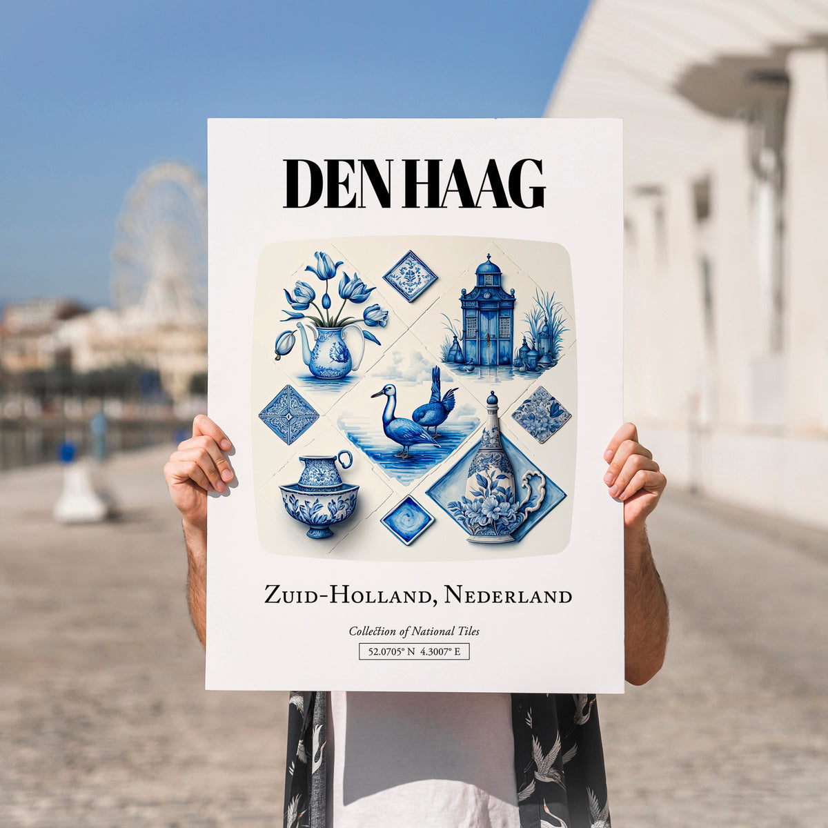 Den Haag, Netherlands – World Travel Art, no-text version framed in wood