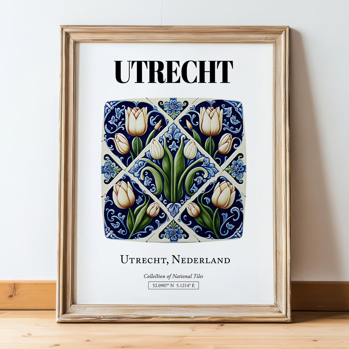 Utrecht, Netherlands – Travel Wall Decor, in wooden frame leaning on the floor