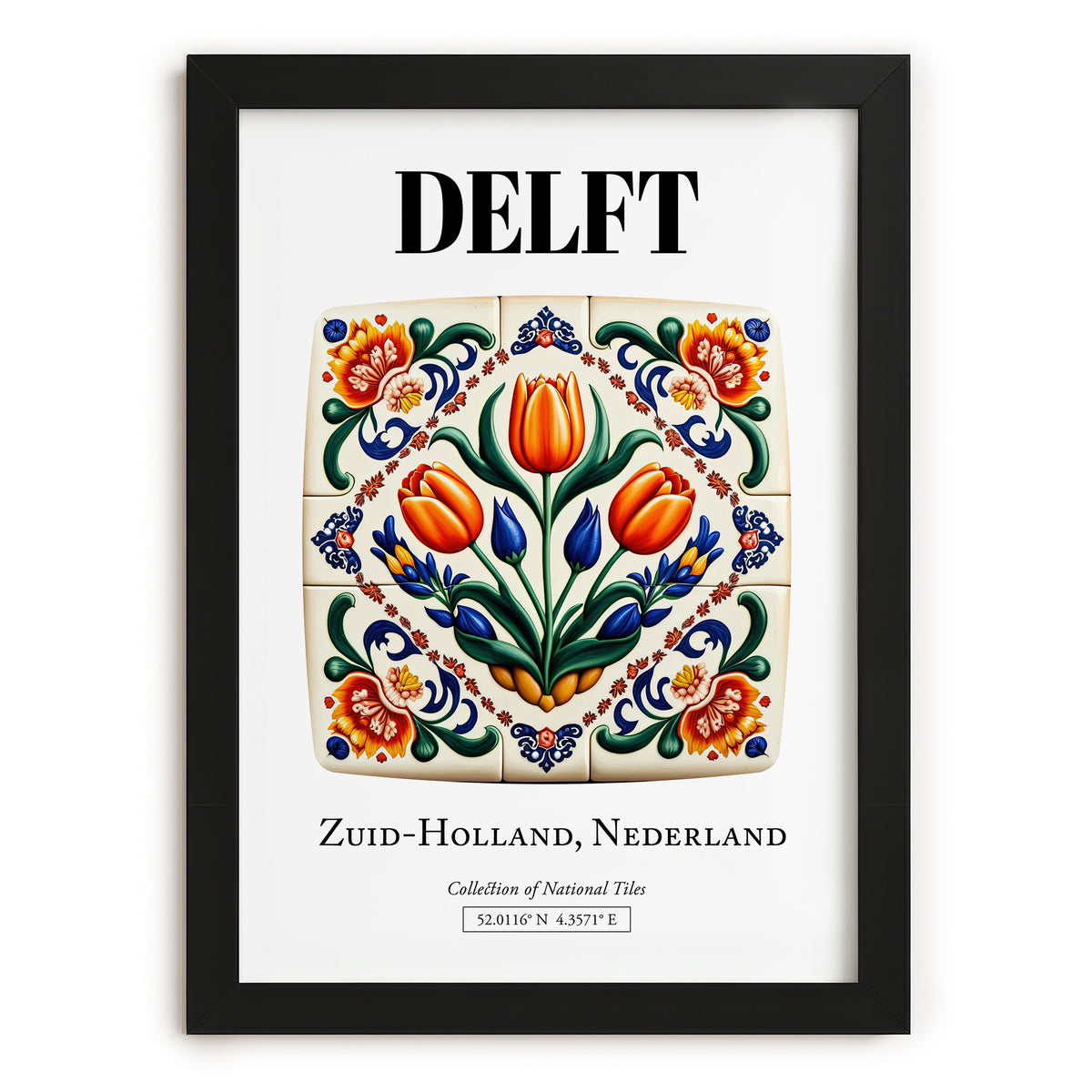 Delft, Netherlands – Country Culture Poster, in sleek black frame