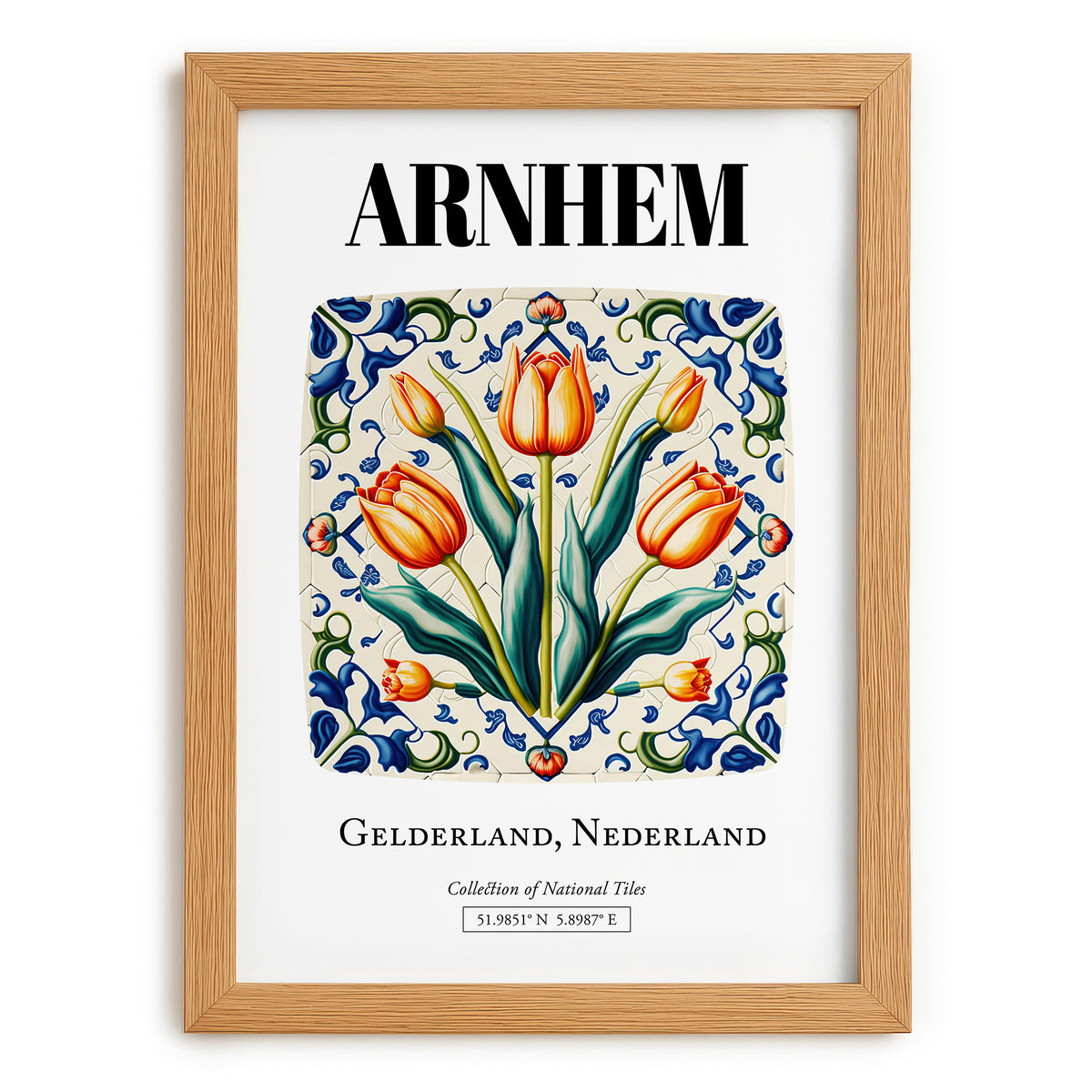 Arnhem, Netherlands – Travel Print, set in oak frame