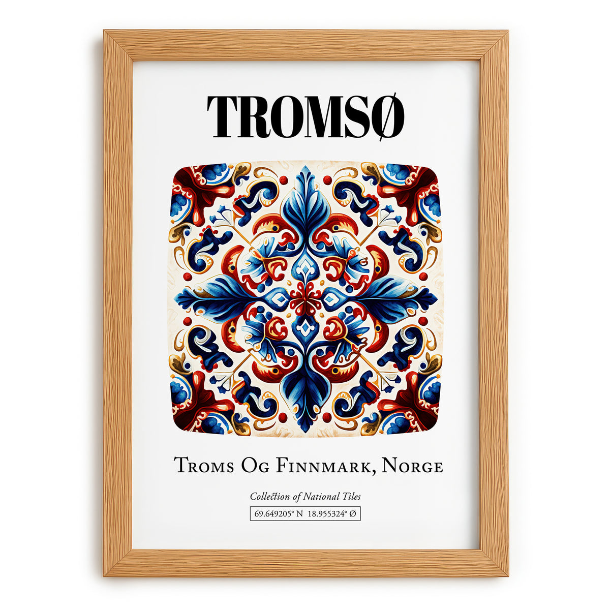 Tromsø, Norway – Travel Print, set in oak frame