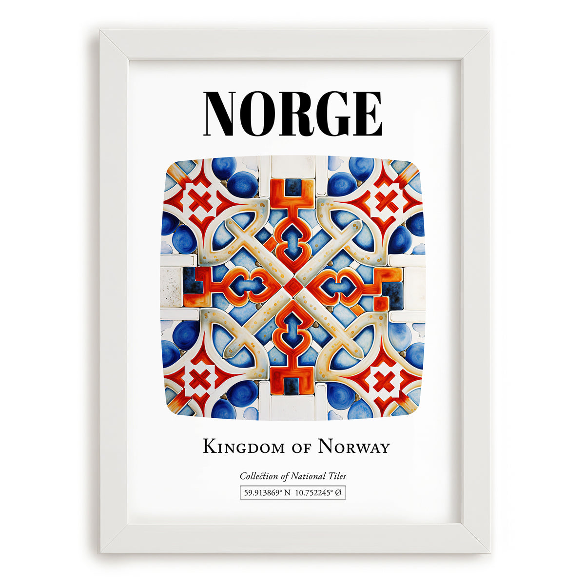 Norge, Norway – Travel Poster, placed in minimal white frame