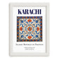 Karachi, Pakistan – Retro Travel Poster, placed in minimal white frame