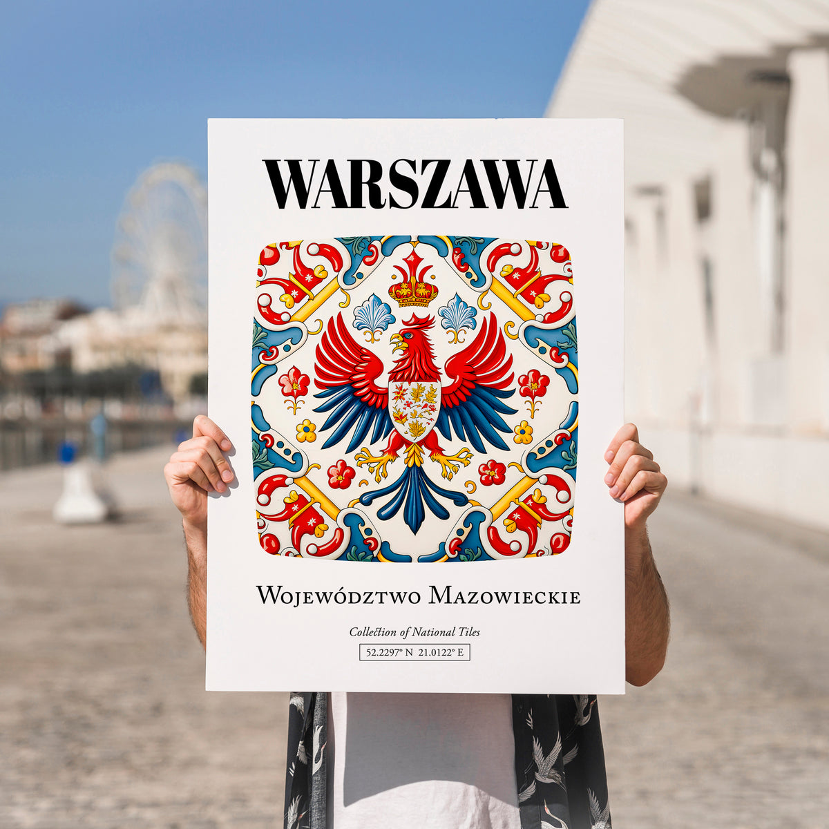 Warszawa, Poland – Wanderlust Wall Decor, no-text version framed in wood