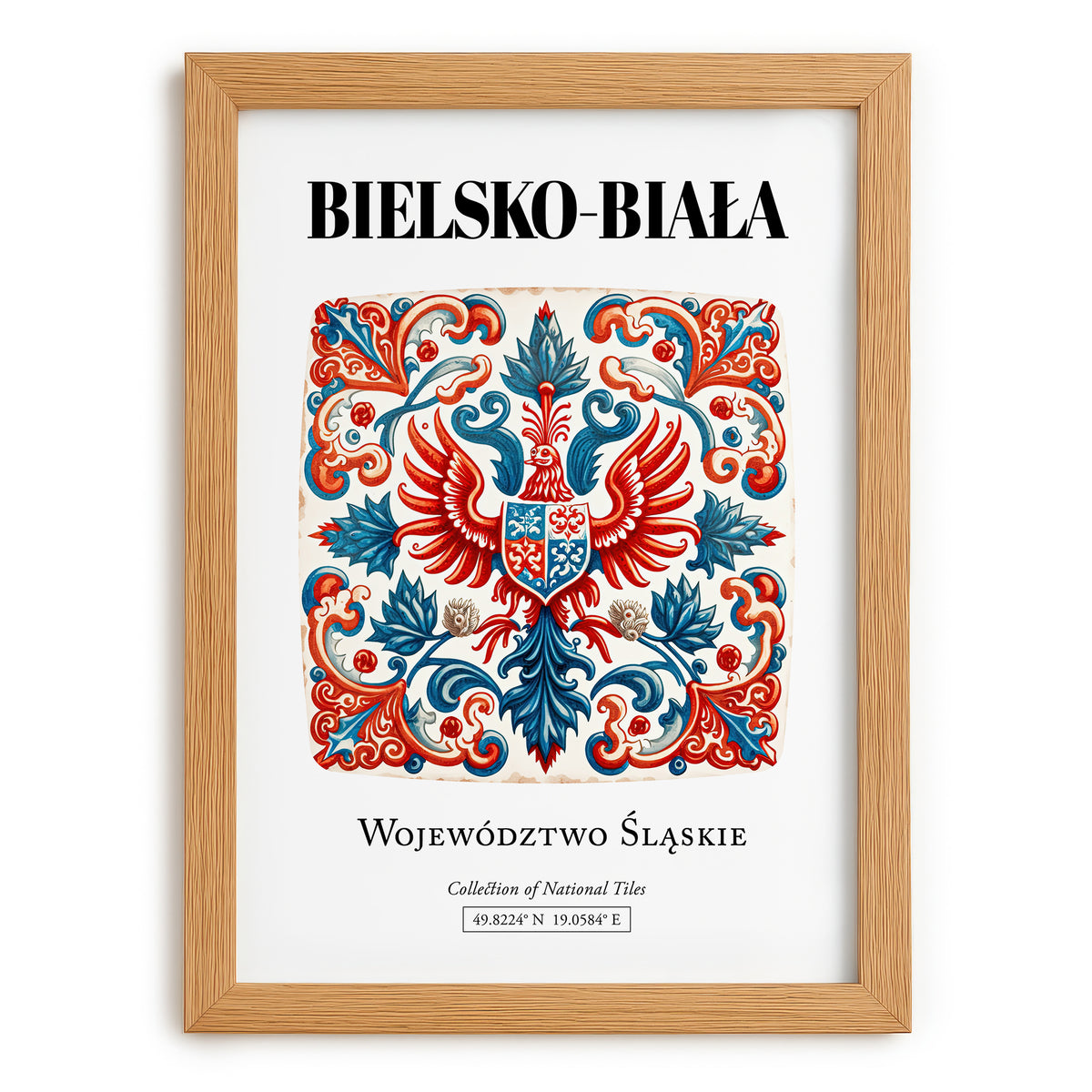 Bielsko-biała, Poland – Travel Wall Art, set in oak frame