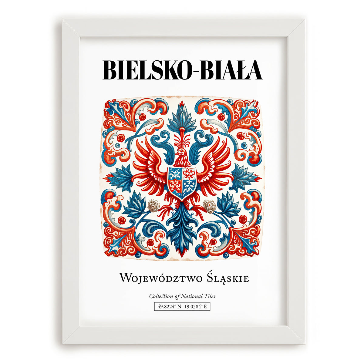 Bielsko-biała, Poland – Travel Wall Art, placed in minimal white frame