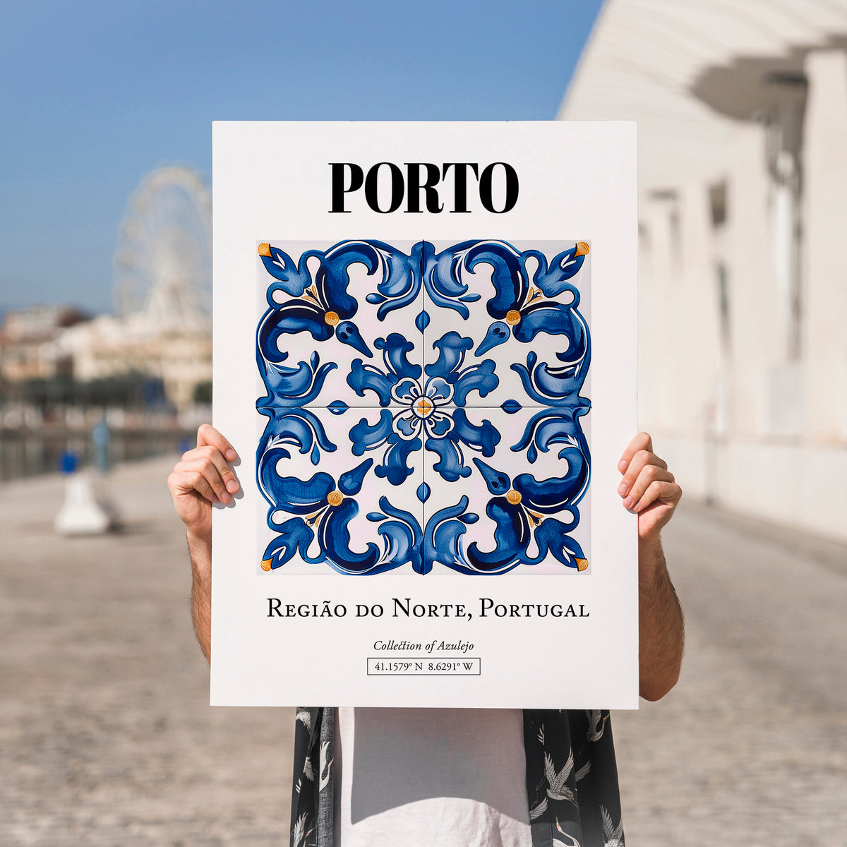 Porto, Portugal – Travel Poster, no-text version framed in wood
