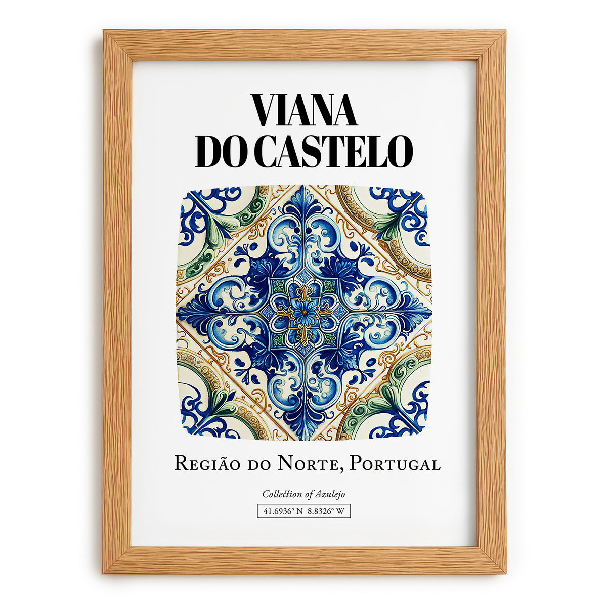 Viana Do Castelo, Portugal – Travel Poster, set in oak frame