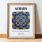 Almada, Portugal – Travel Poster, in wooden frame leaning on the floor