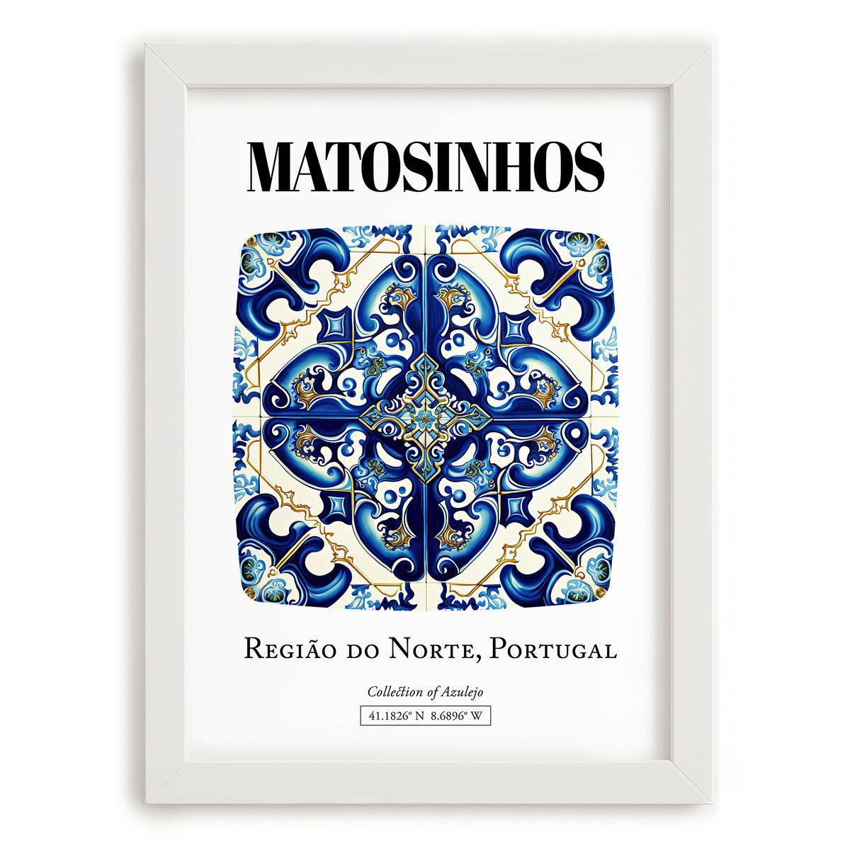 Matosinhos, Portugal – Travel Wall Decor, placed in minimal white frame