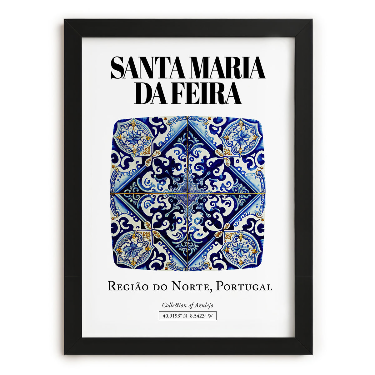Santa Maria Da Feira, Portugal – Travel Poster, in sleek black frame