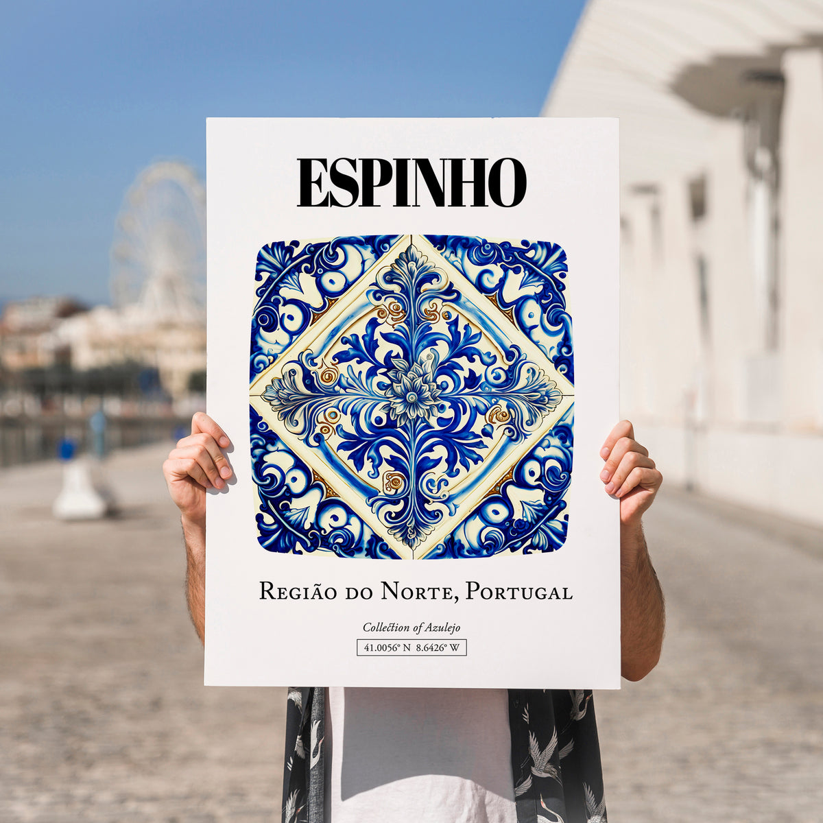 Espinho, Portugal – Minimalist Travel Print, no-text version framed in wood