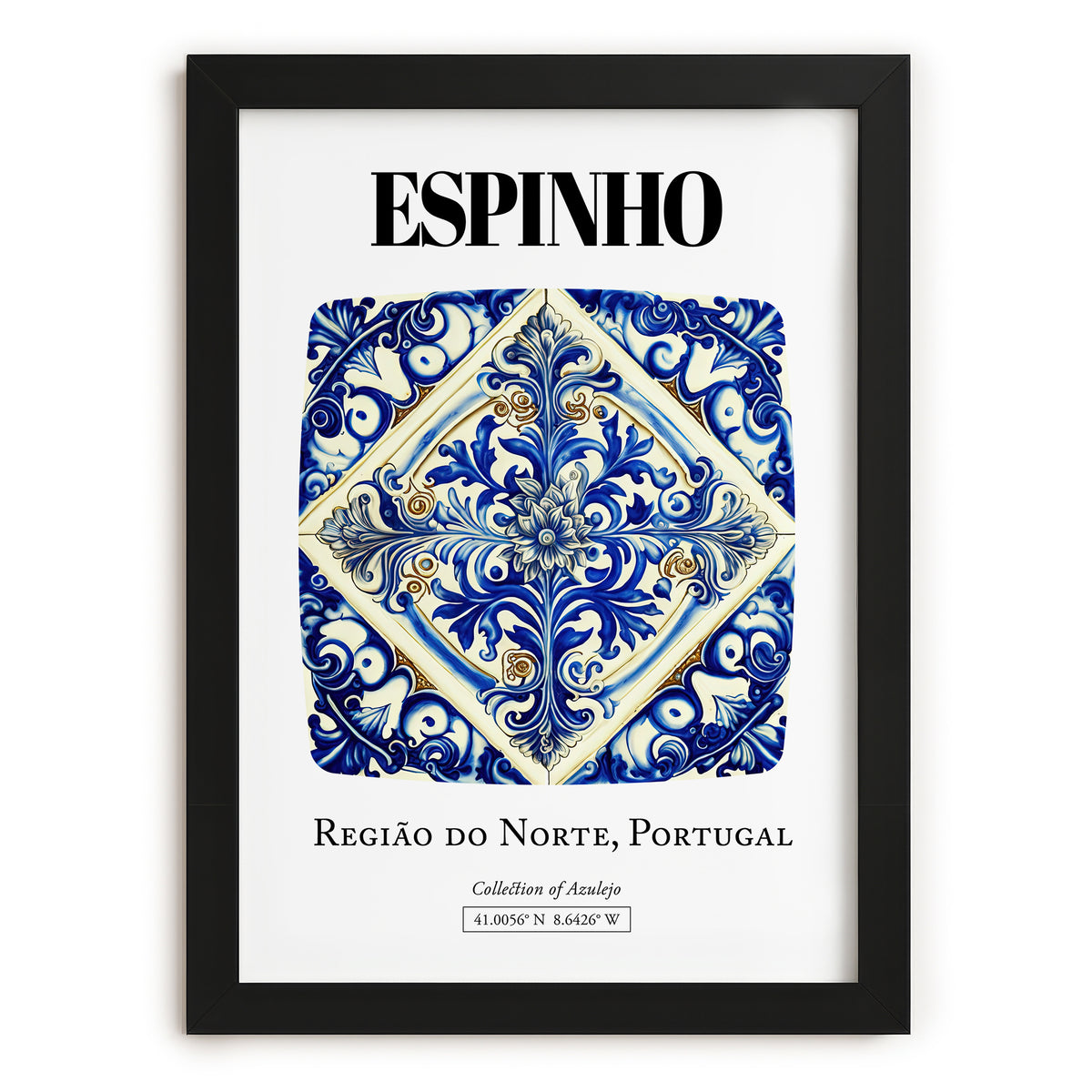 Espinho, Portugal – Minimalist Travel Print, in sleek black frame