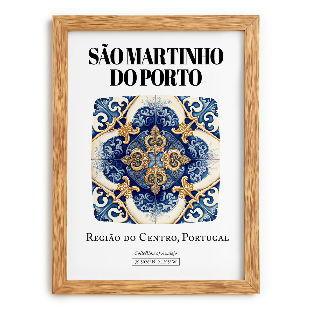 São Martinho Do Porto, Portugal – Travel Print, set in oak frame