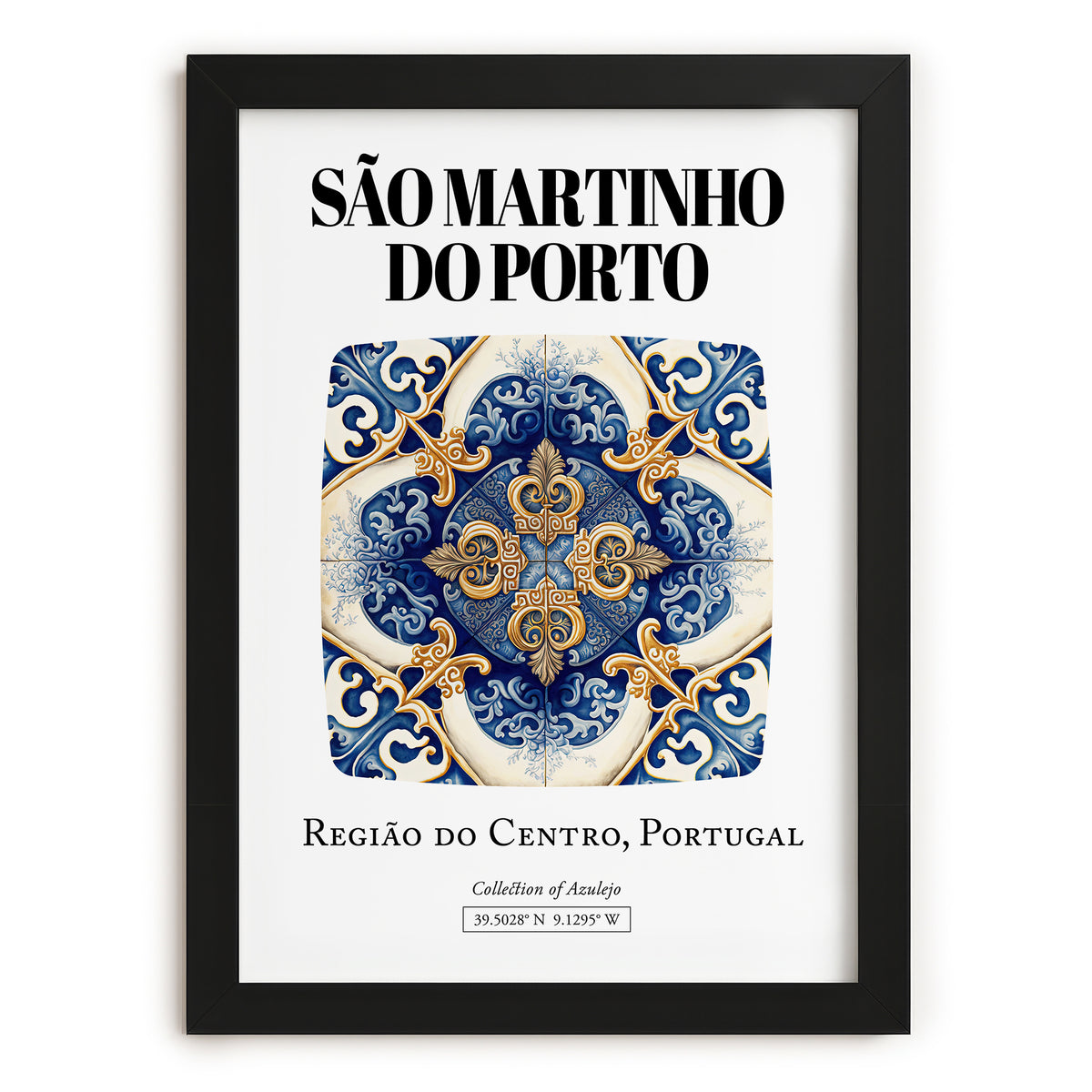 São Martinho Do Porto, Portugal – Travel Print, in sleek black frame