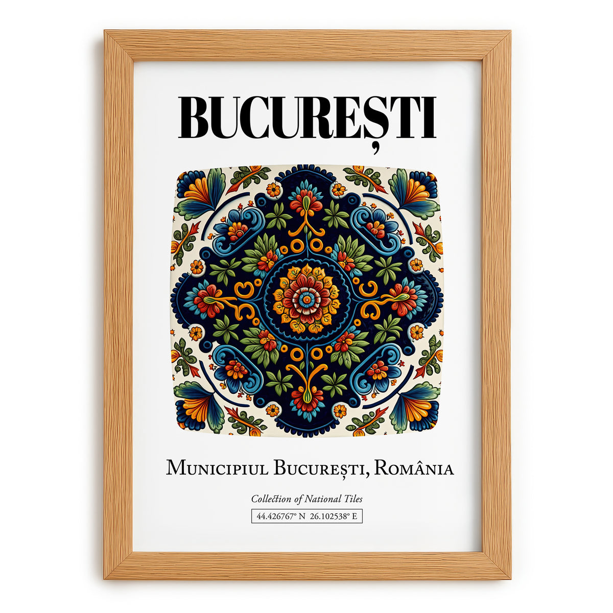 București, România – Travel Poster, set in oak frame