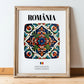 România, Romania – Illustrated Travel Poster, in wooden frame leaning on the floor