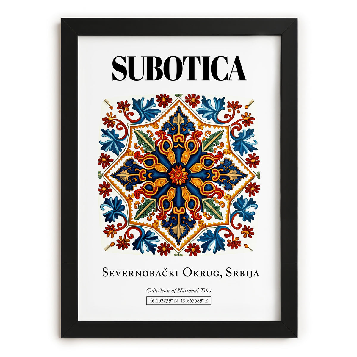Subotica, Serbia – Wanderlust Wall Decor, in sleek black frame