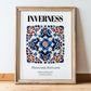Inverness, Scotland – Cityscape Wall Art, in wooden frame leaning on the floor