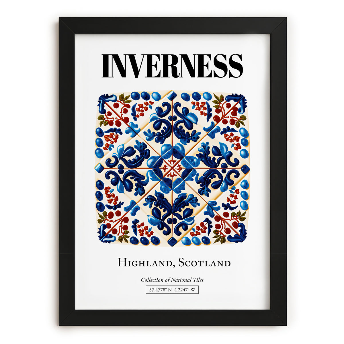 Inverness, Scotland – Cityscape Wall Art, in sleek black frame