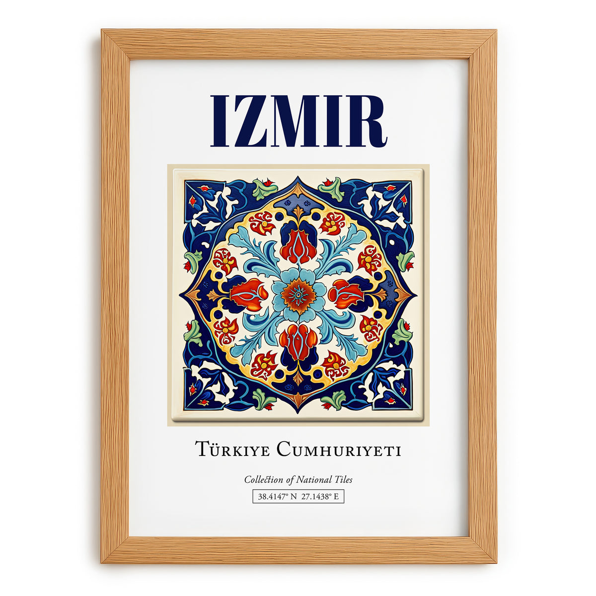 Izmir, Turkey – Tourist Destination Poster, set in oak frame