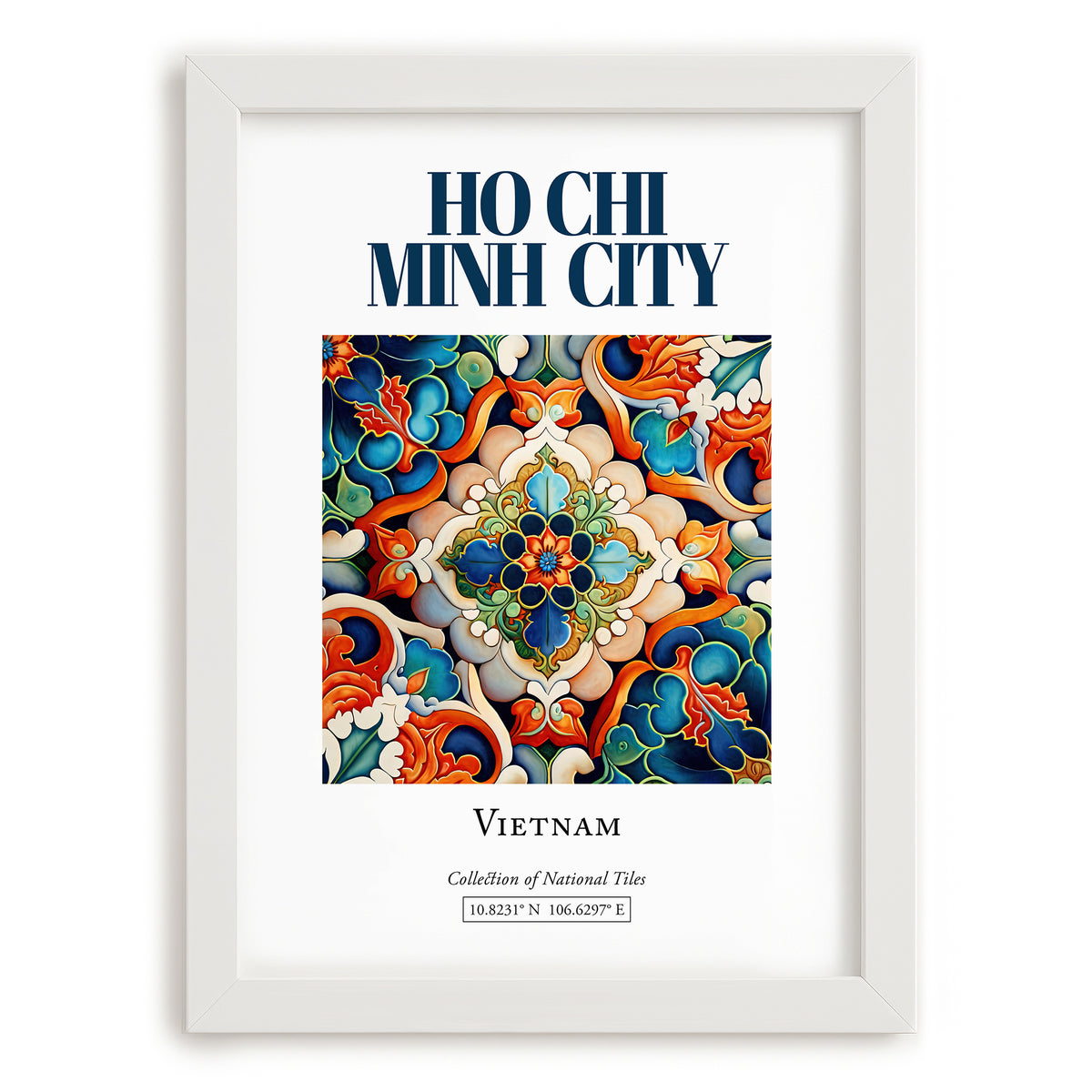 Ho Chi Minh City, Vietnam – Vintage Travel Poster, placed in minimal white frame