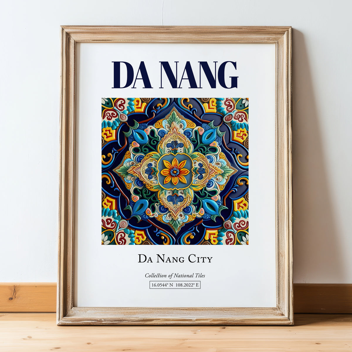 Da Nang, Vietnam – Travel Print, in wooden frame leaning on the floor