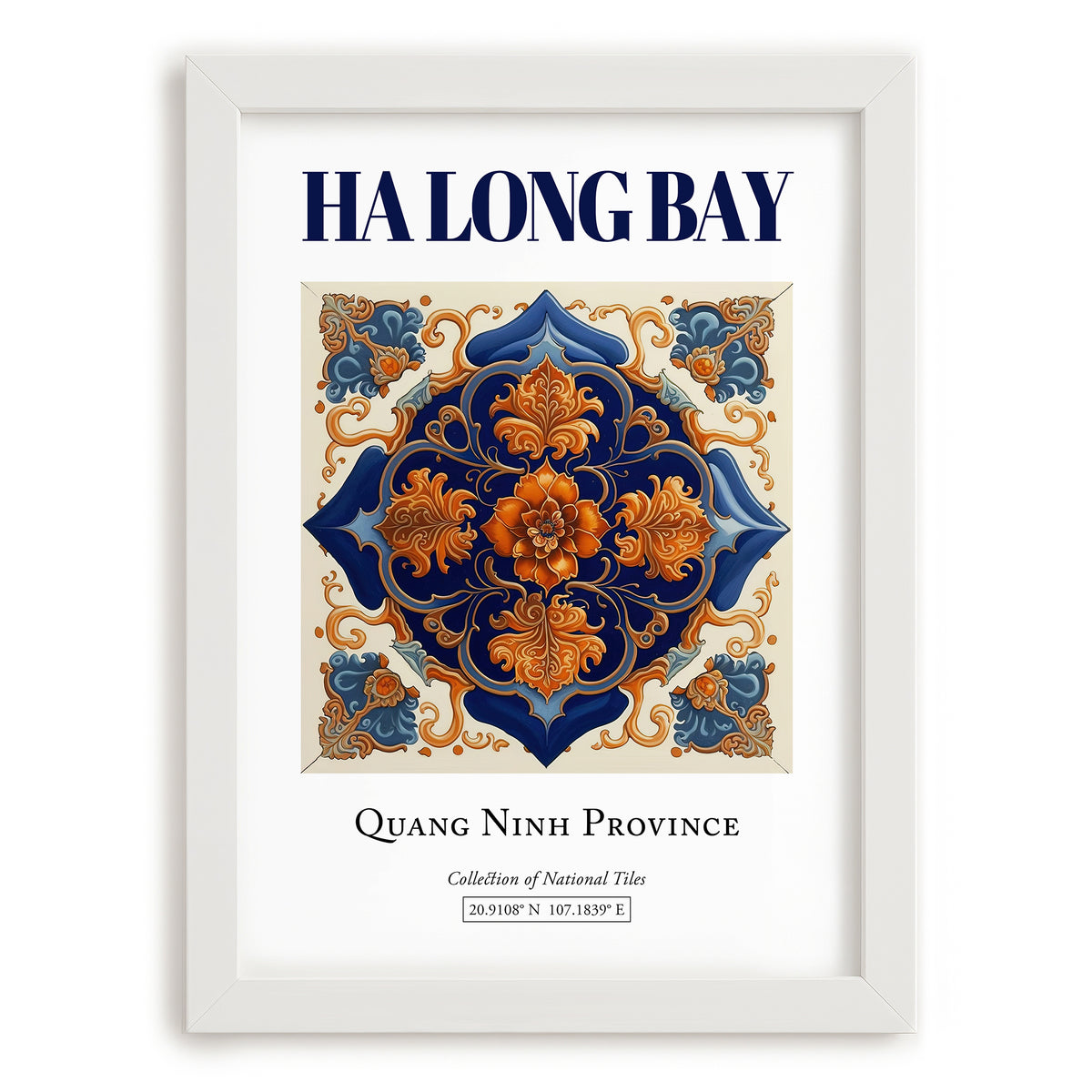 Ha Long Bay, Vietnam – Travel Poster, placed in minimal white frame