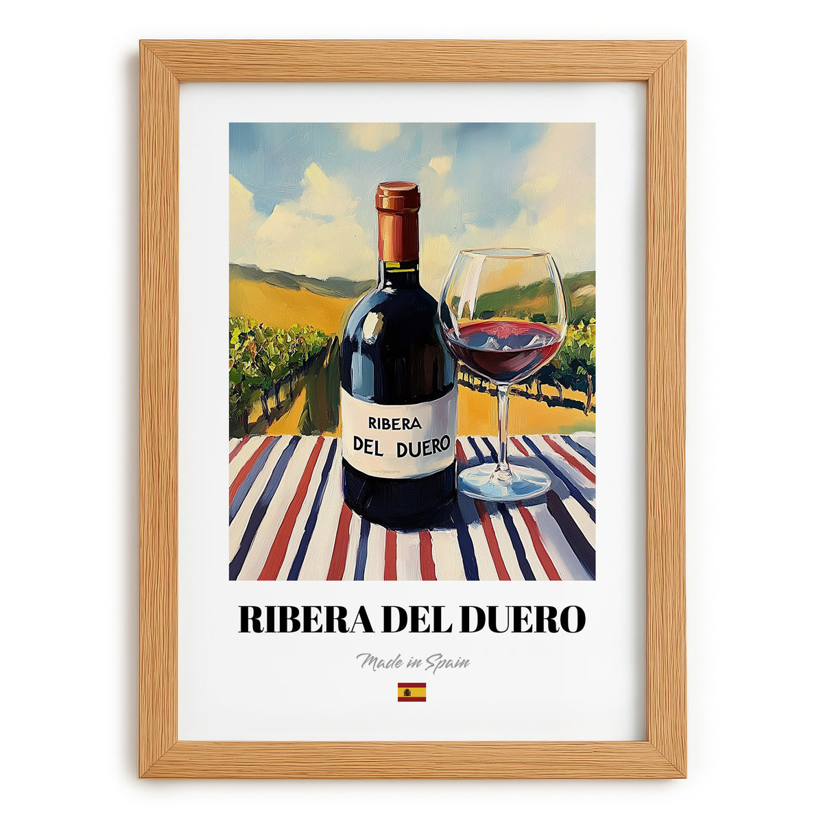 Ribera del Duero – Spanish Red Wine, Tasting Room Print, set in oak frame