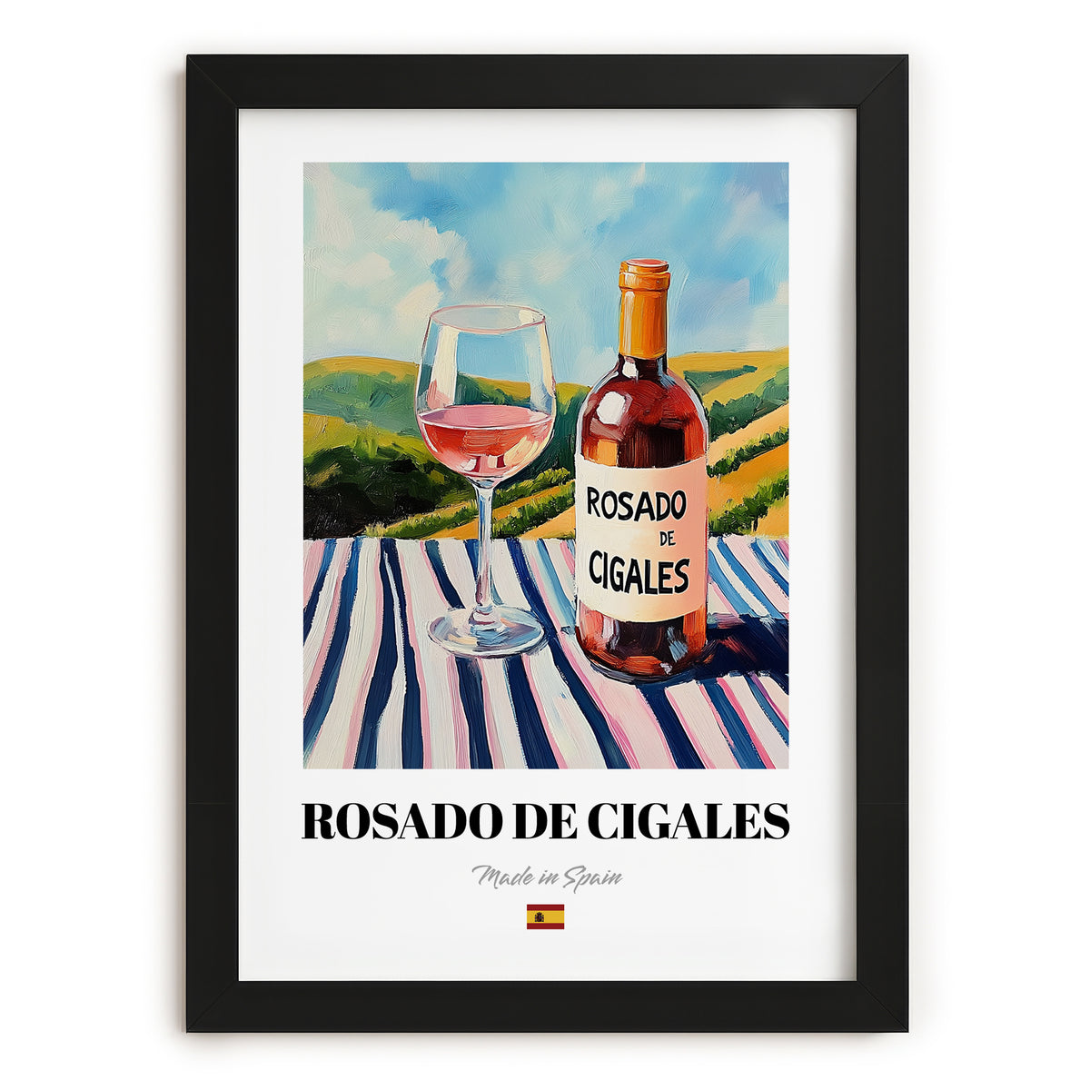 Rosado de Cigales – Spanish Rose Wine, Vinoteca Poster, in sleek black frame