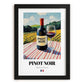 Pinot Noir – French Red Wine, Wine Bar Wall Art, in sleek black frame