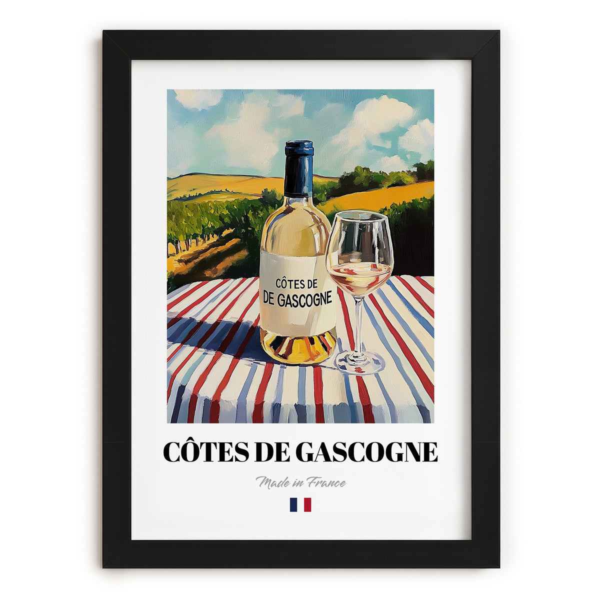 Côtes de Gascogne – French White Wine, Bodega Poster, in sleek black frame
