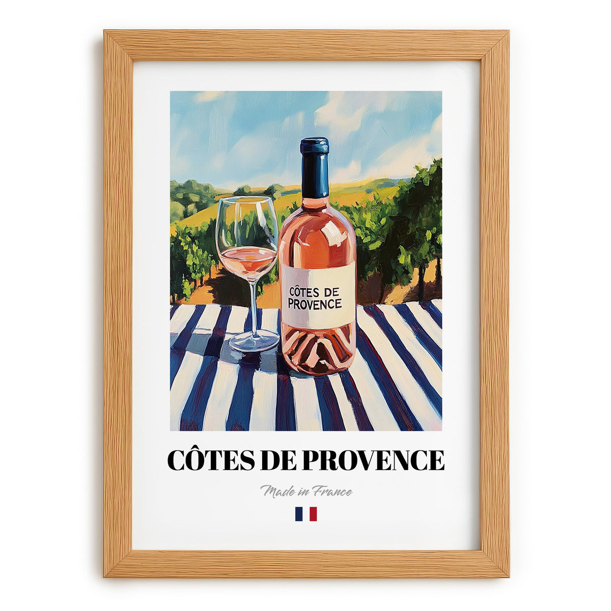 Côtes de Provence – French Rose Wine, Enoteca Still Life, set in oak frame